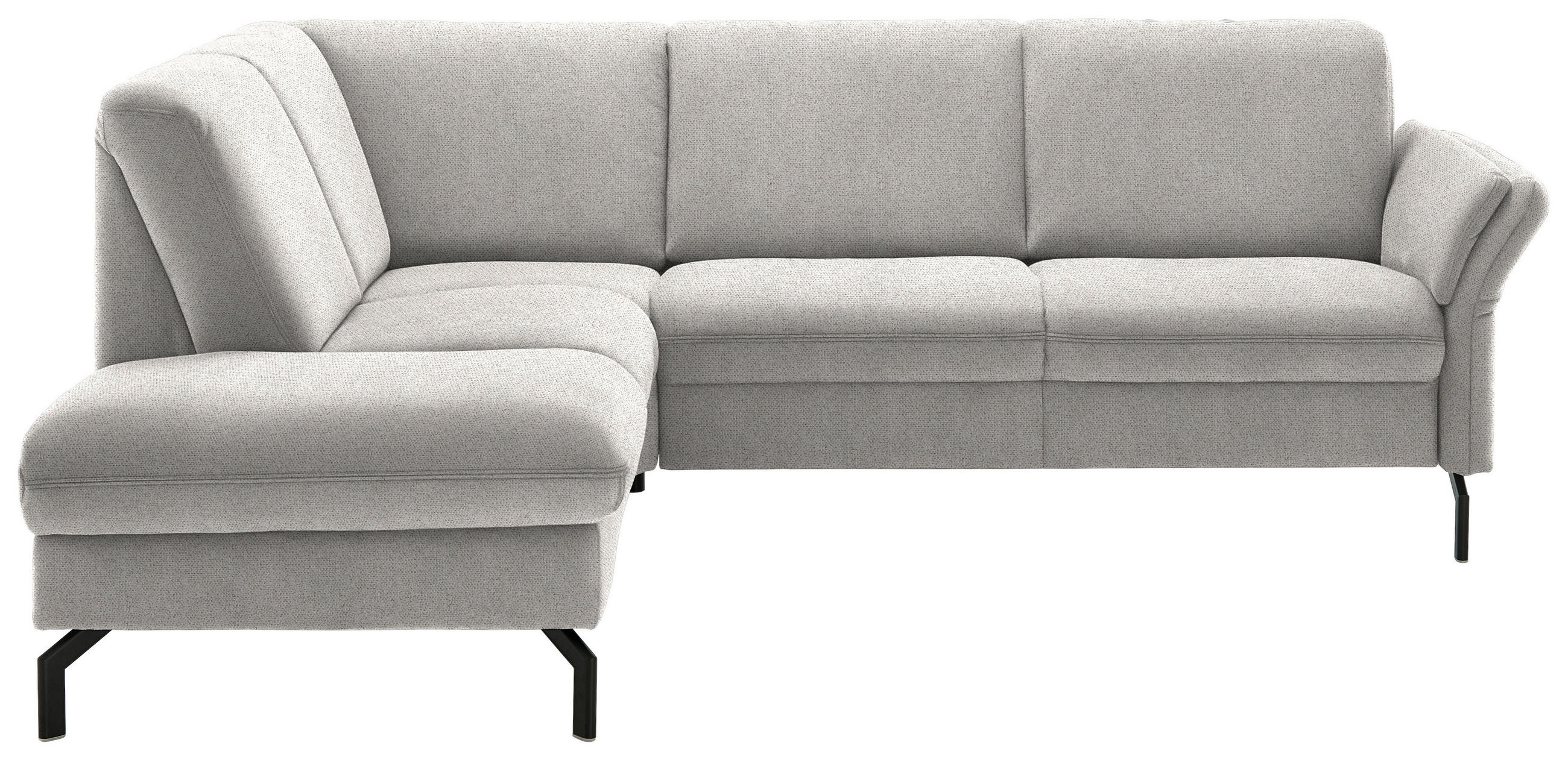 ECKSOFA in Flachgewebe Ecru  - Ecru/Schwarz, Konventionell, Textil/Metall (190/241cm) - Beldomo Comfort