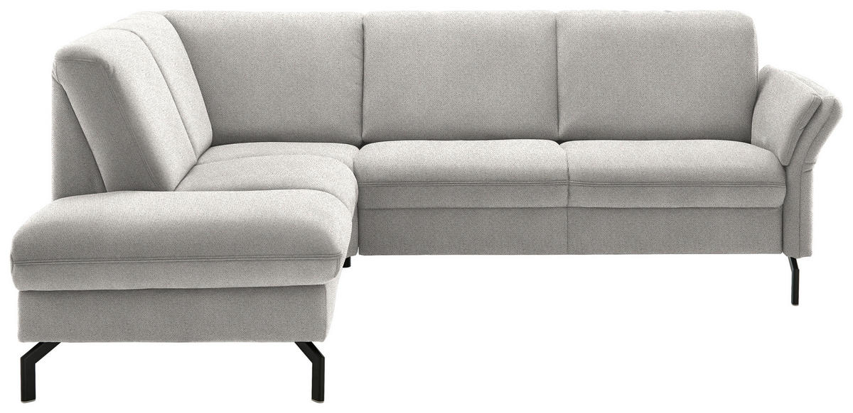 ECKSOFA in Flachgewebe Ecru  - Ecru/Schwarz, Konventionell, Textil/Metall (190/241cm) - Beldomo Comfort