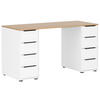 SCHREIBTISCH 55,5/140/73,1 cm  in Weiß, Eichefarben  - Eichefarben/Schwarz, MODERN, Holzwerkstoff/Metall (55,5/140/73,1cm) - MID.YOU