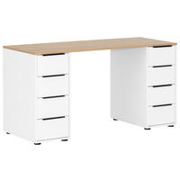 SCHREIBTISCH 55,5/140/73,1 cm  in Weiß, Eichefarben  - Eichefarben/Schwarz, MODERN, Holzwerkstoff/Metall (55,5/140/73,1cm) - MID.YOU