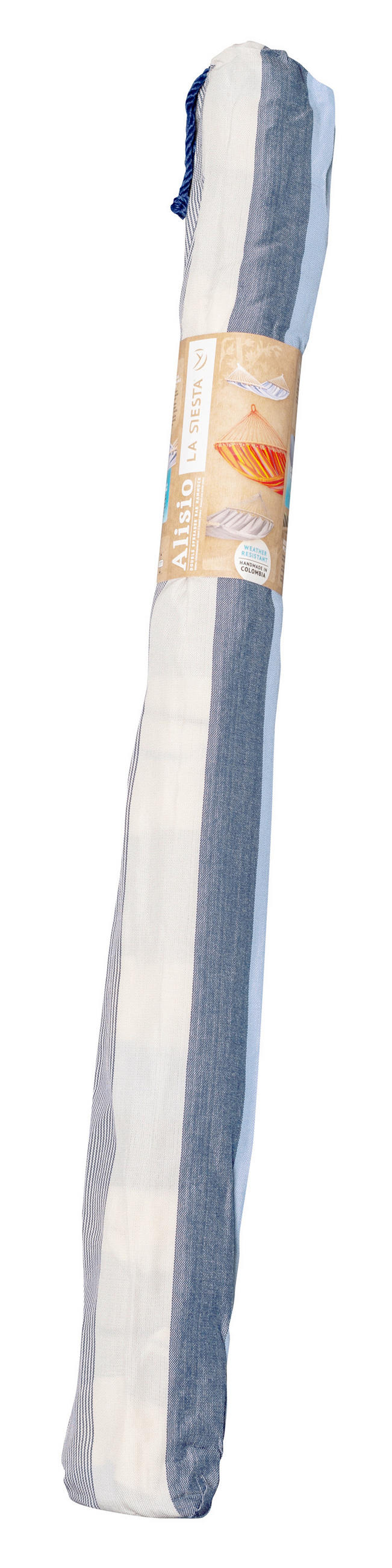 HÄNGEMATTE double bar outdoor  - Weiß/Dunkelblau, KONVENTIONELL, Holz/Textil (160/350cm) - La Siesta