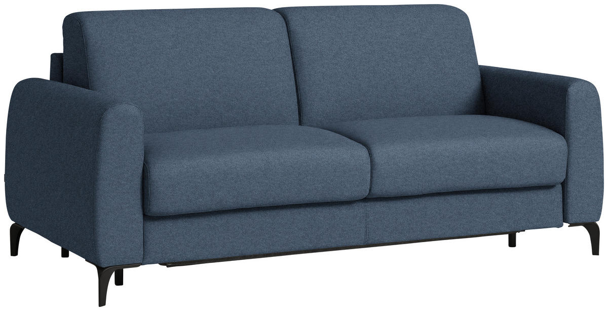 SCHLAFSOFA Flachgewebe Blaugrau  - Blaugrau/Schwarz, Konventionell, Holz/Textil (203/88/102cm) - Novel