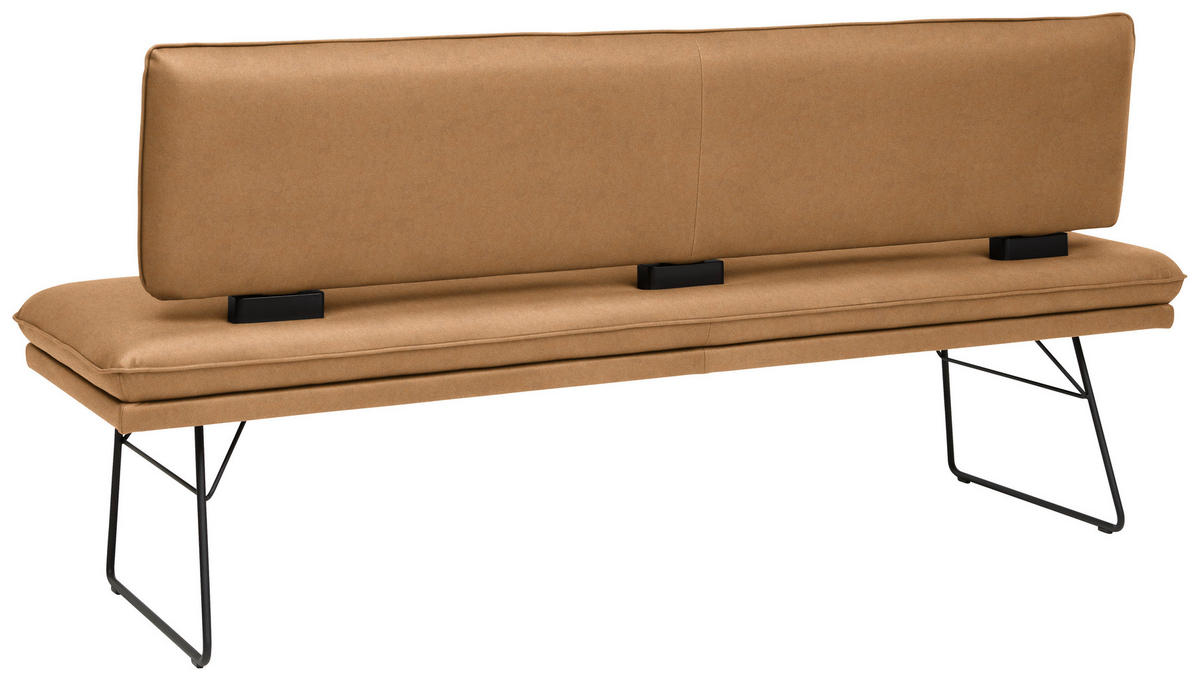 SITZBANK in Metall, Textil Schwarz, Cognac  - Cognac/Schwarz, Design, Textil/Metall (195/91/65cm) - Dieter Knoll