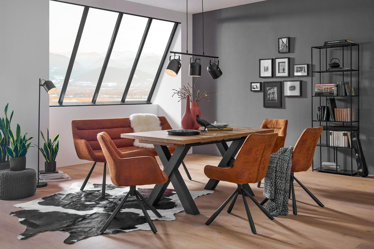SITZBANK in Textil Braun, Schwarz  - Schwarz/Braun, Design, Textil/Metall (177,5/87,5/64cm) - Hom`in