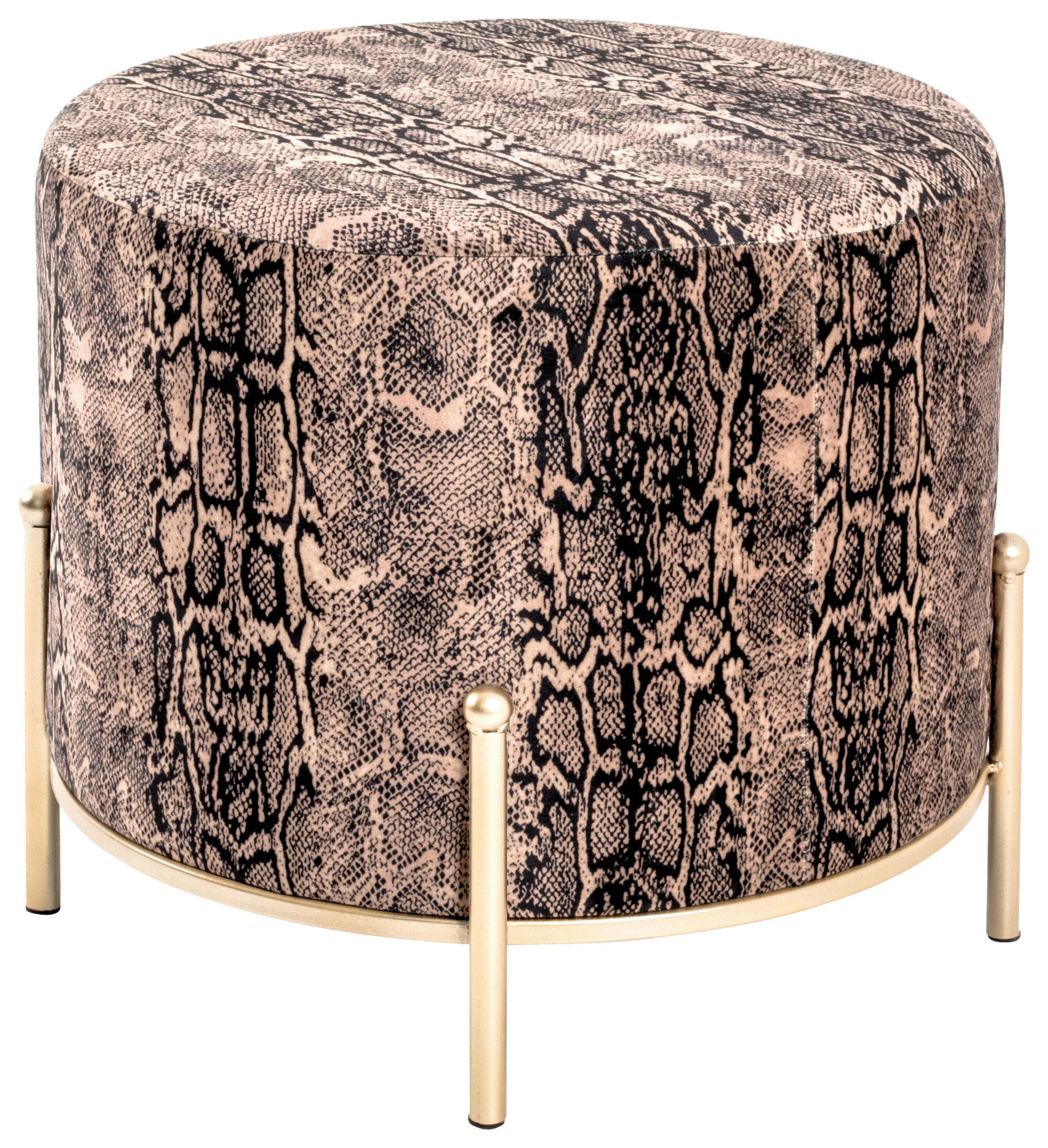 HOCKER in Metall, Textil, Holzwerkstoff Multicolor, Goldfarben  - Goldfarben/Multicolor, Design, Holzwerkstoff/Textil (48/40/48cm)