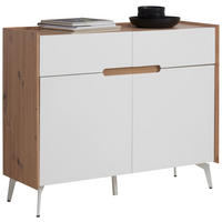 KOMMODE , 110/91/40 cm, 2 Schublade(n)  - Eiche Artisan/Weiß, Design, Holzwerkstoff/Metall (110/91/40cm) - Carryhome