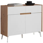 KOMMODE , 110/91/40 cm, 2 Schublade(n)  - Eiche Artisan/Weiß, Design, Holzwerkstoff/Metall (110/91/40cm) - Carryhome