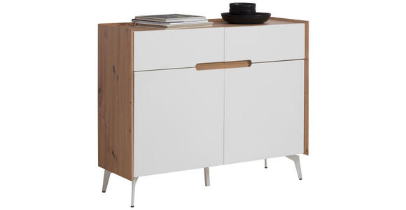 KOMMODE , 110/91/40 cm, 2 Schublade(n)  - Eiche Artisan/Weiß, Design, Holzwerkstoff/Metall (110/91/40cm) - Carryhome