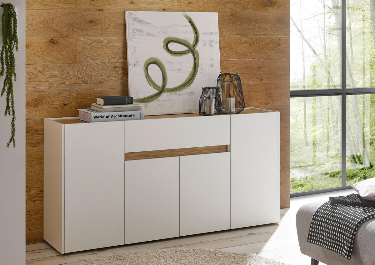 SIDEBOARD  170/86/40 cm 2 Schublade(n)  - Eiche Wotan/Schwarz, Design, Holzwerkstoff/Kunststoff (170/86/40cm) - Modante
