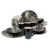 KOMBISERVICE Schwarz, Weiß TROPICANA BLACK 16-teilig 4 Personen  - Schwarz/Weiß, Basics, Keramik - Creatable