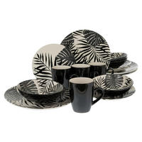 KOMBISERVICE Schwarz, Weiß TROPICANA BLACK 16-teilig 4 Personen  - Schwarz/Weiß, Basics, Keramik - Creatable