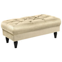 HOCKER in Textil Beige  - Beige/Schwarz, Design, Holz/Textil (110/44/56cm) - MID.YOU