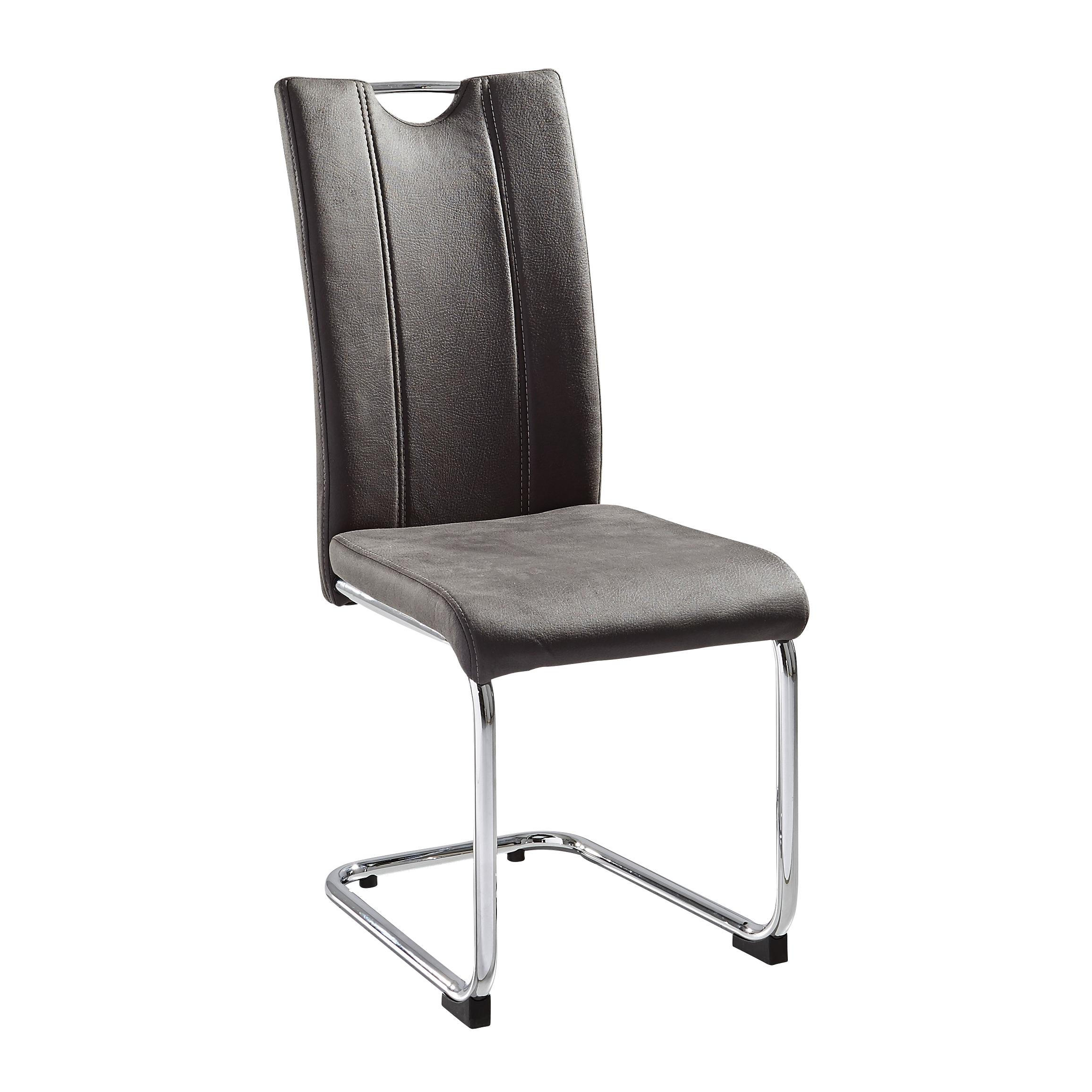 Schwingstuhl in Metall, Textil Chromfarben, Dunkelgrau