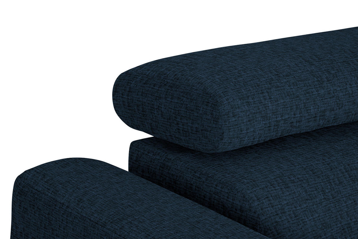ECKSOFA in Chenille Dunkelblau  280/205 cm  - Schwarz/Dunkelblau, Design, Textil/Metall (280/205cm) - Xora