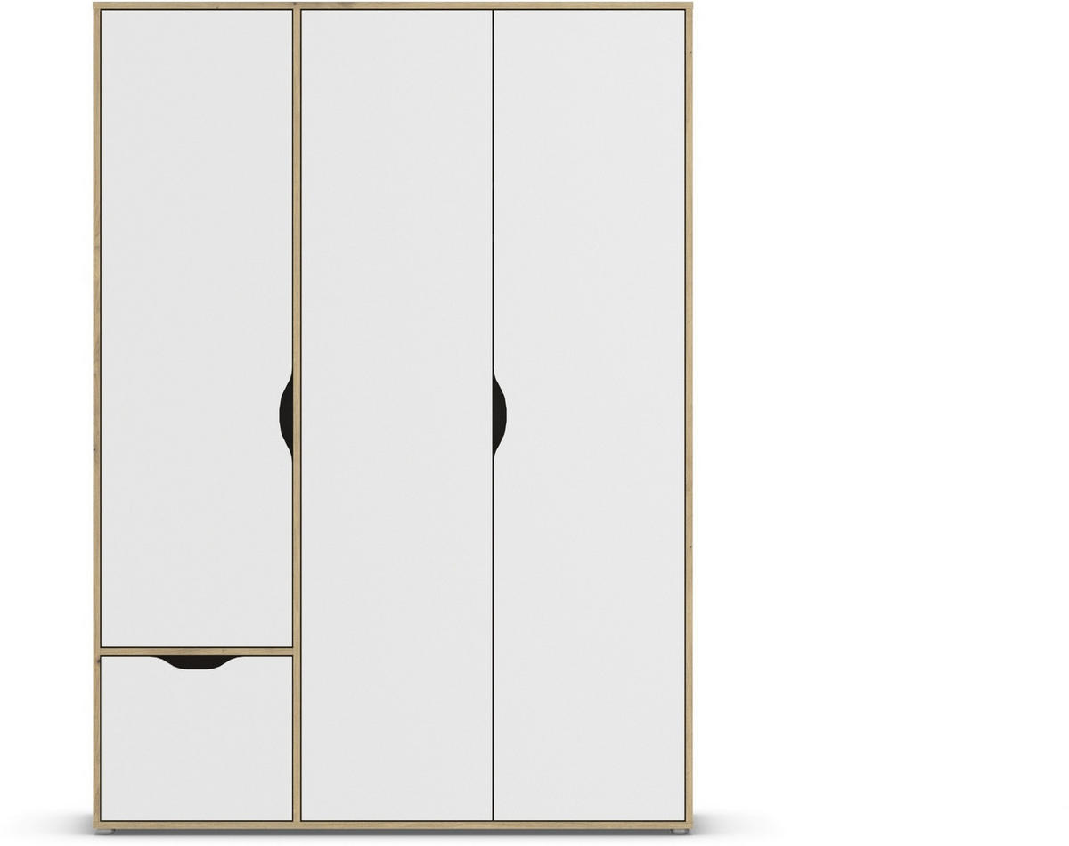 DREHTÜRENSCHRANK in Weiss, Eiche Artisan  - Weiss/Eiche Artisan, Basics, Holzwerkstoff (140/194/53cm) - Boxxx