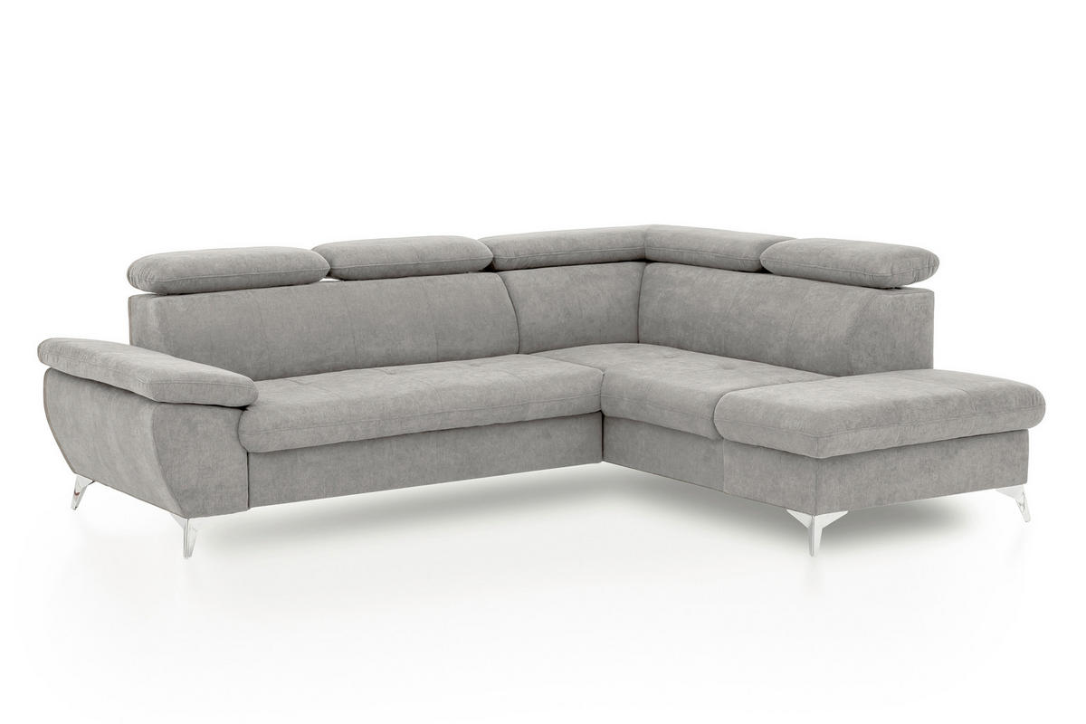 ECKSOFA in Mikrofaser Grau  - Chromfarben/Grau, Konventionell, Textil/Metall (256/209cm) - Livetastic