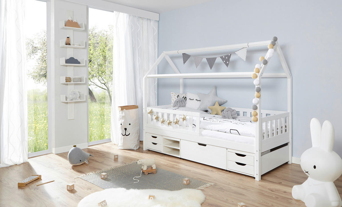 HAUSBETT 90/200 cm Weiss  - Weiss, Modern, Holz (90/200cm) - MID.YOU