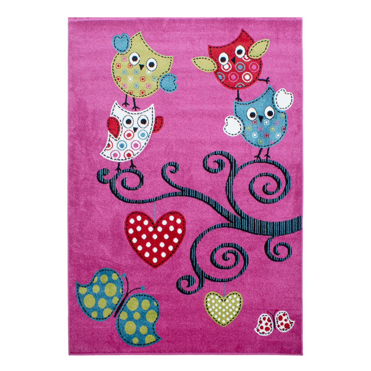KINDERTEPPICH Eule Polypropylen gewebt saugroboter Kurzflor Kinderzimmer Violett Läufer 80x150 - Lila, Textil (80/150cm) - KADIMA DESIGN