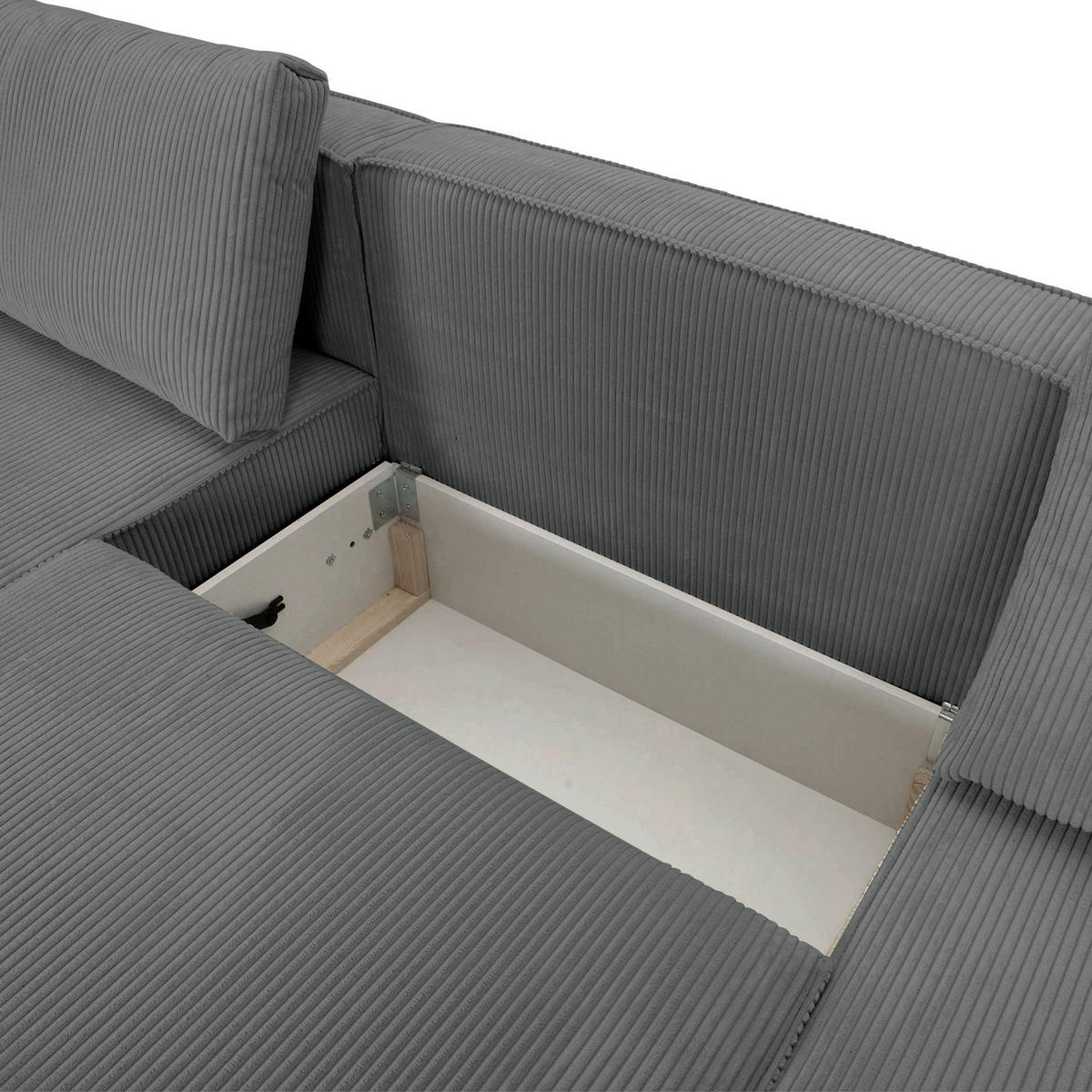 WOHNLANDSCHAFT Dunkelgrau Cord  - Dunkelgrau/Schwarz, KONVENTIONELL, Kunststoff/Textil (155/348/155cm) - Carryhome