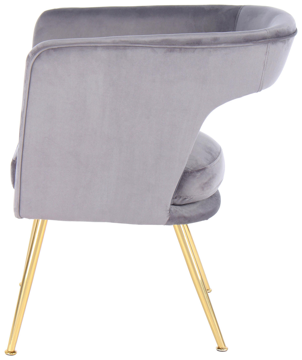 ARMLEHNSTUHL  in Samt  - Goldfarben/Grau, MODERN, Textil/Metall (60/77/63cm) - Kayoom