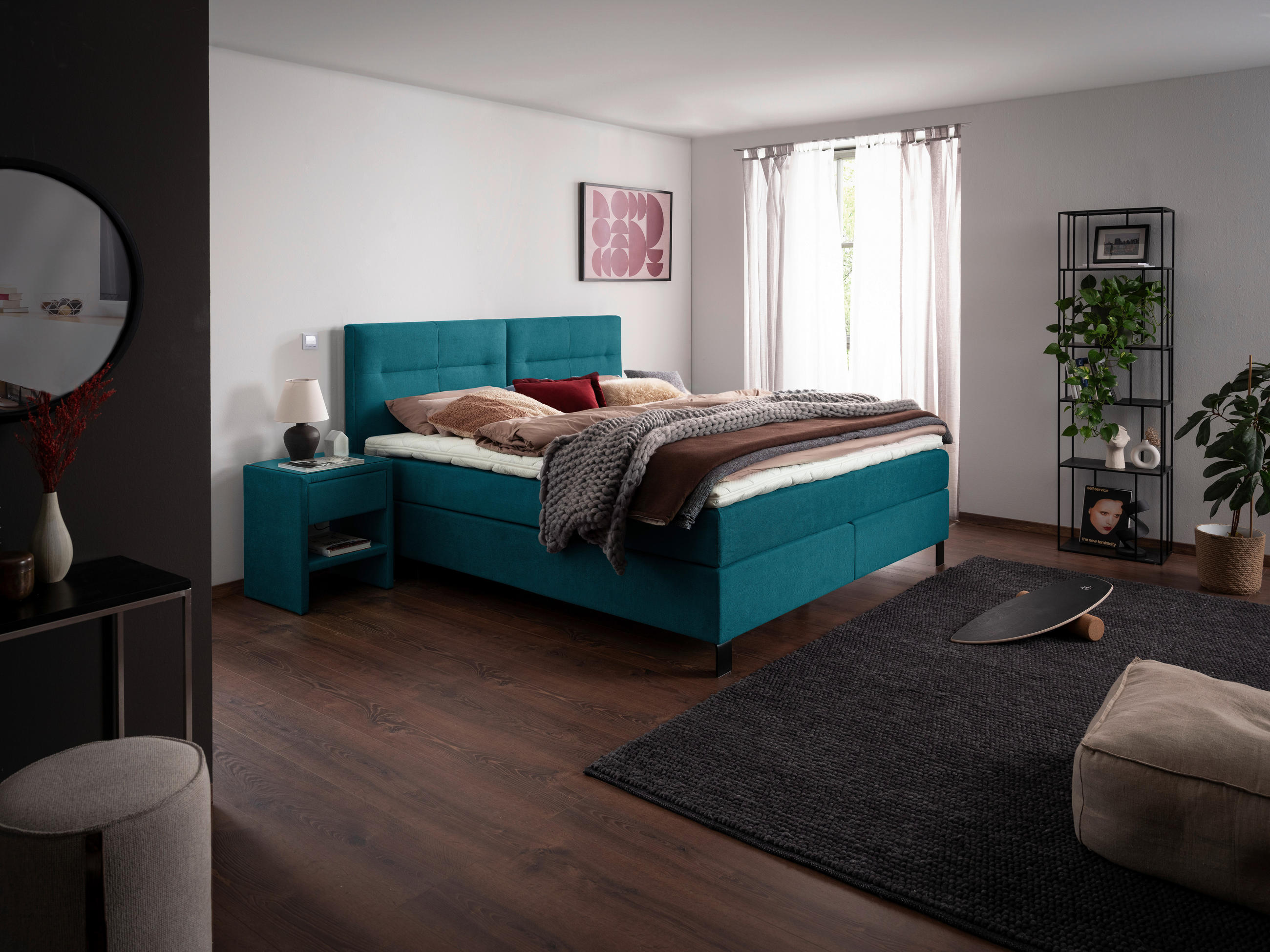 BOXSPRINGBETT 240/220 cm  in Blau  - Blau/Schwarz, Konventionell, Textil/Metall (240/220cm) - Esposa
