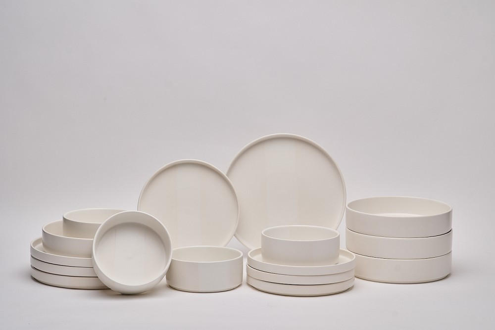 KOMBISERVICE Weiß Kyoto striscia 16-teilig 4 Personen  - Weiß, Trend, Keramik - Novel