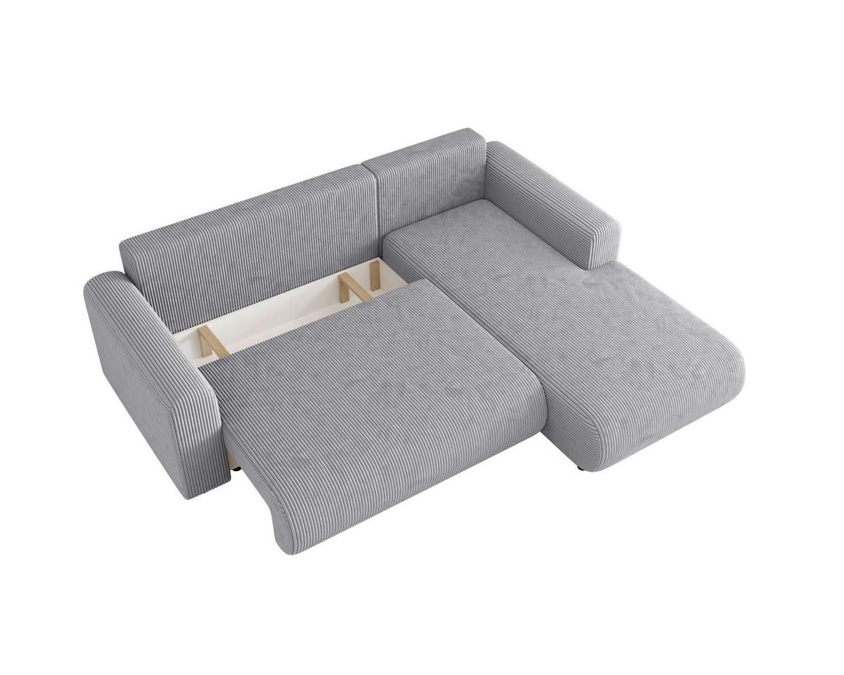 ECKSOFA inkl. Funktionen Grau Cord  - Schwarz/Grau, KONVENTIONELL, Kunststoff/Textil (260/200cm) - Xora