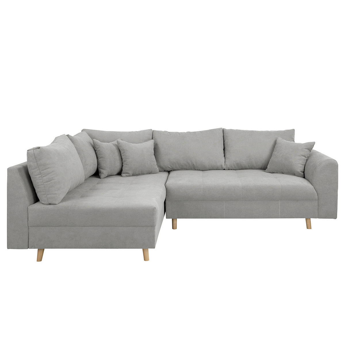 ECKSOFA Ariella Grau Mikrofaser  - Naturfarben/Grau, Design, Holz/Textil (161/231cm) - Livetastic