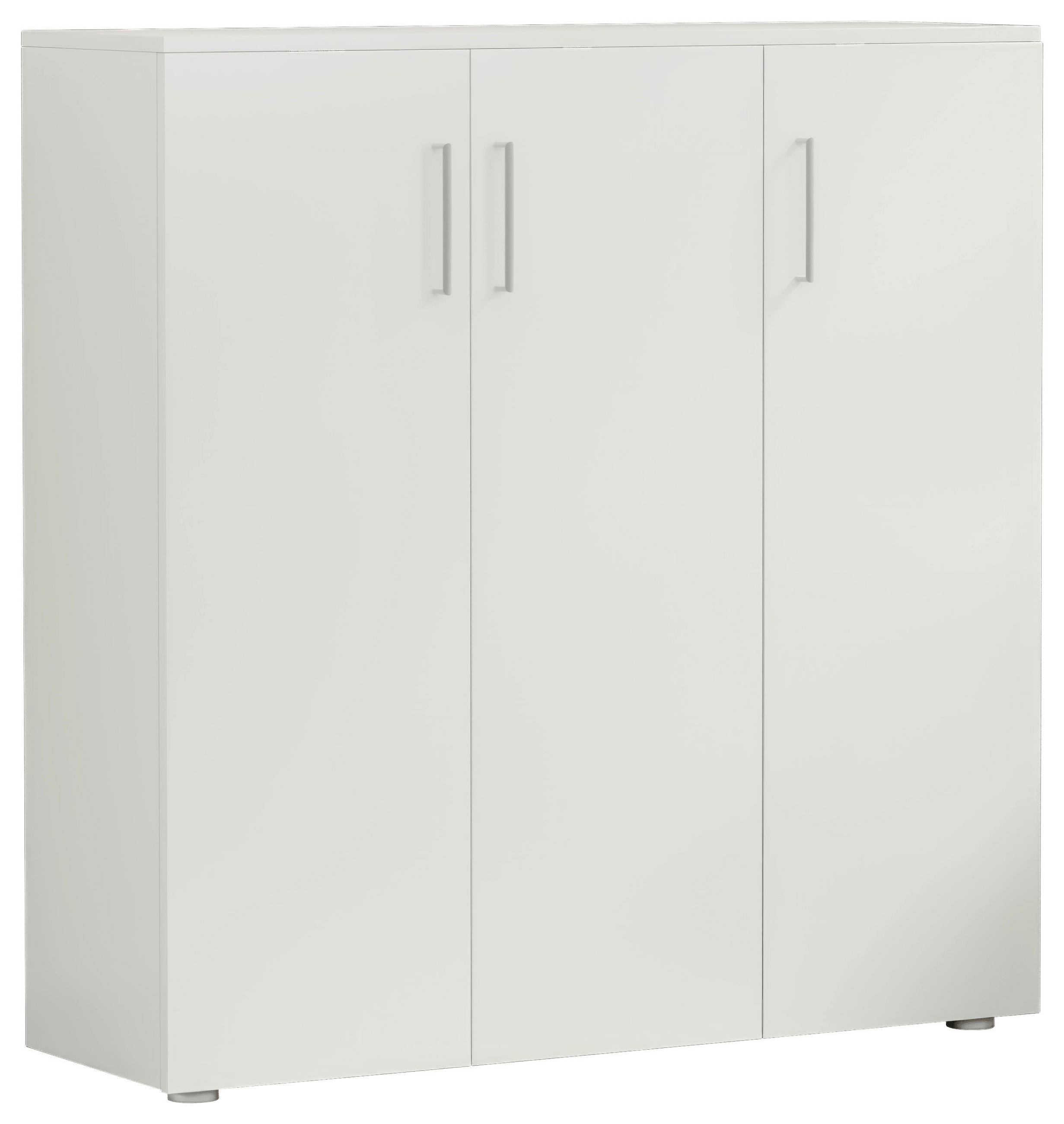 SCHUHSCHRANK Weiß - Silberfarben/Weiß, Basics, Holzwerkstoff/Kunststoff (120/120/38cm) - Moderano
