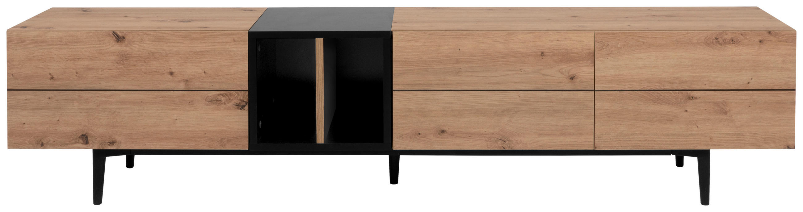 TV-ELEMENT 195/48/37 cm  - Eichefarben/Schwarz, KONVENTIONELL, Holzwerkstoff/Kunststoff (195/48/37cm) - MID.YOU