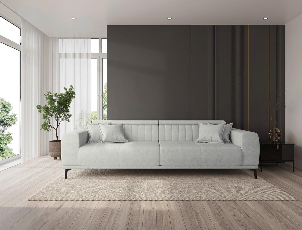 BIGSOFA Webstoff Naturfarben  - Schwarz/Naturfarben, KONVENTIONELL, Textil/Metall (280/80/110cm) - Carryhome