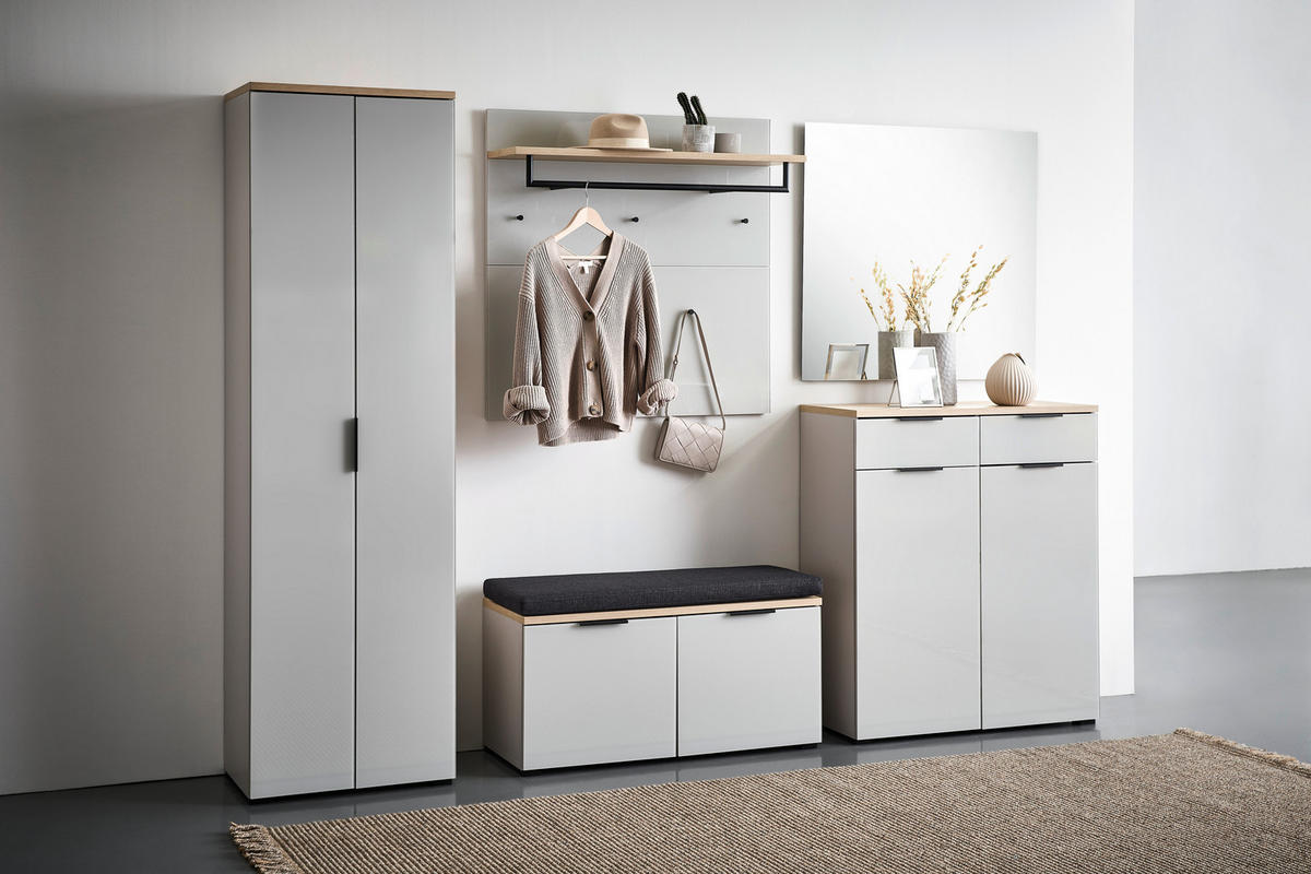 GARDEROBE 6-teilig  in 265/197/19 cm  - Kaschmir/Eichefarben, Design, Glas/Holzwerkstoff (265/197/19cm) - Voleo