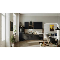KÜCHENBLOCK 280 cm   in Schwarz, Eichefarben  - Eichefarben/Schwarz, Basics, Holzwerkstoff/Metall (280cm) - FlexWell