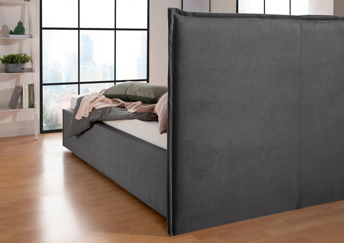 POLSTERBETT 100/200 cm,  in Anthrazit,  - Anthrazit/Schwarz, MODERN, Kunststoff/Textil (100/200cm) - Livetastic