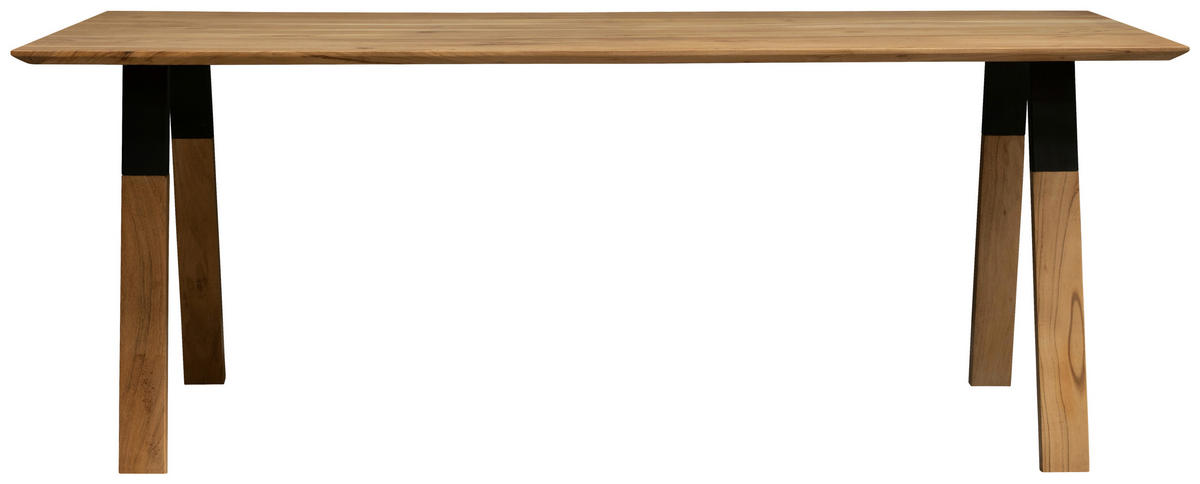 ESSTISCH in Holz, Metall 200/76/100 cm  - Schwarz/Naturfarben, MODERN, Holz/Metall (200/76/100cm) - Livetastic