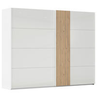 SCHWEBETÜRENSCHRANK 262/223/68 cm 2-türig Weiß, Eichefarben  - Eichefarben/Weiß, Design, Glas/Holzwerkstoff (262/223/68cm) - Novel