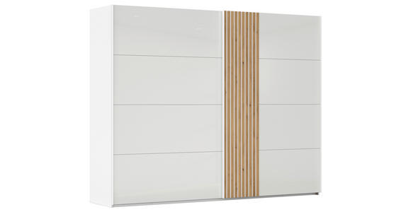 SCHWEBETÜRENSCHRANK  in Weiß, Eichefarben  - Eichefarben/Weiß, Design, Glas/Holzwerkstoff (262/223/68cm) - Novel