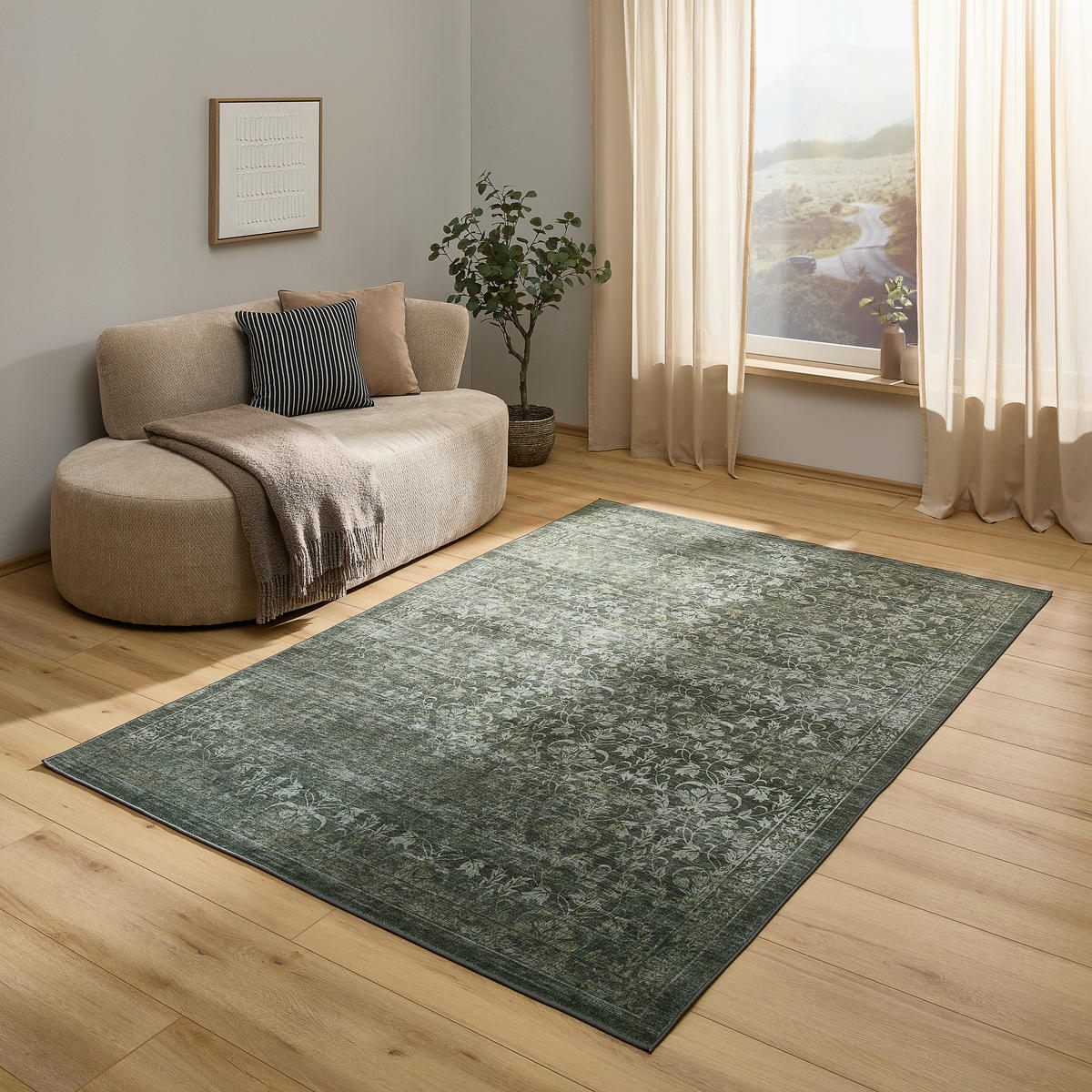 LÄUFER 80/200 cm  in Grau, Grün  - Grau/Grün, Design, Kunststoff/Textil (80/200cm) - Novel