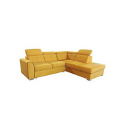 SEDEŽNA GARNITURA, rumena les, tekstil, leseni material - rumena/aluminij, Design, umetna masa/tekstil (245/215cm) - Xora