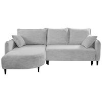 ECKSOFA in Struktur Hellgrau  165/244 cm  - Hellgrau/Schwarz, Design, Holz/Textil (165/244cm) - MID.YOU