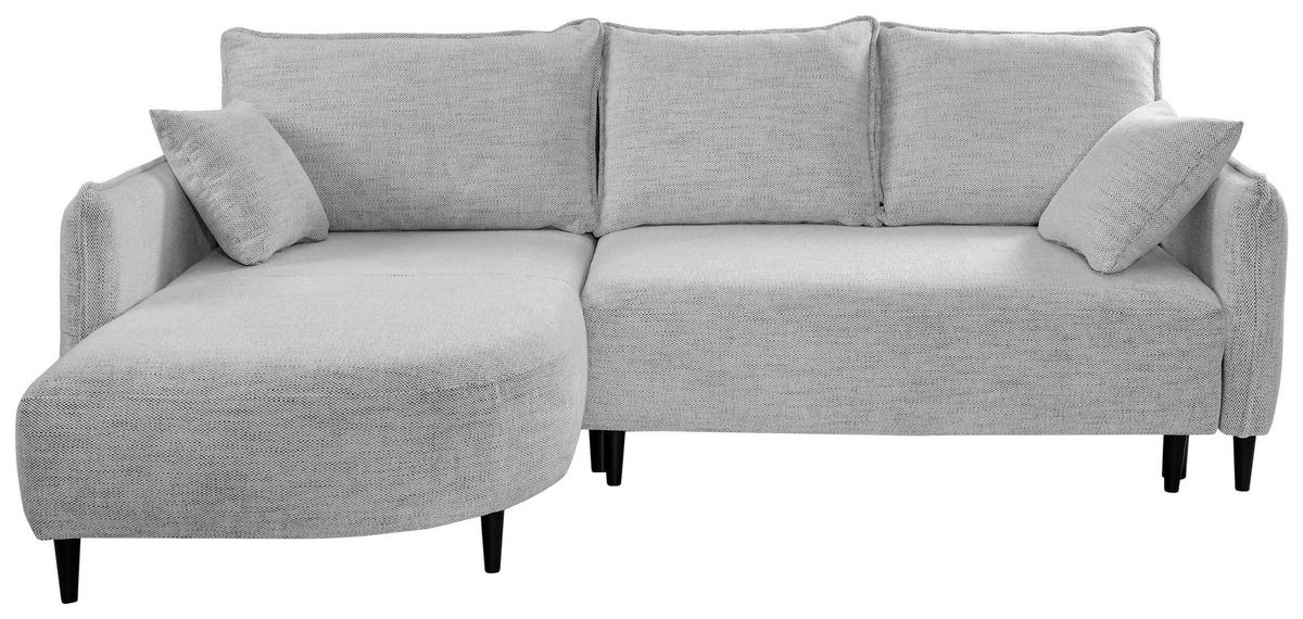 ECKSOFA in Struktur Hellgrau  165/244 cm  - Hellgrau/Schwarz, Design, Holz/Textil (165/244cm) - MID.YOU
