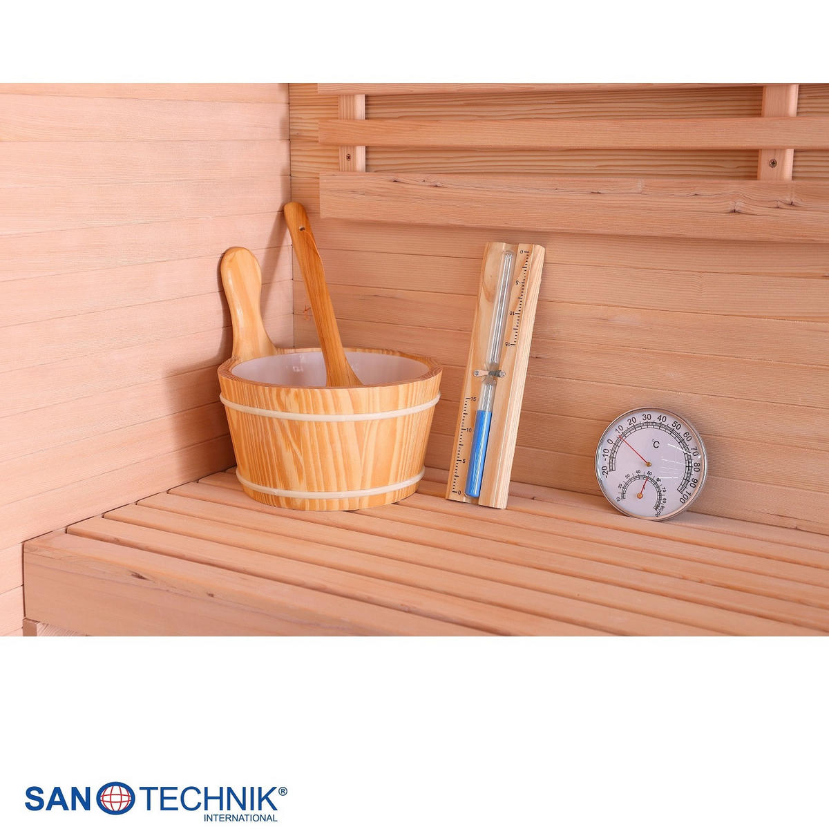 SAUNA für 2 Personen  - Naturfarben, Basics, Glas/Holz (130/120/200cm) - Sanotechnik
