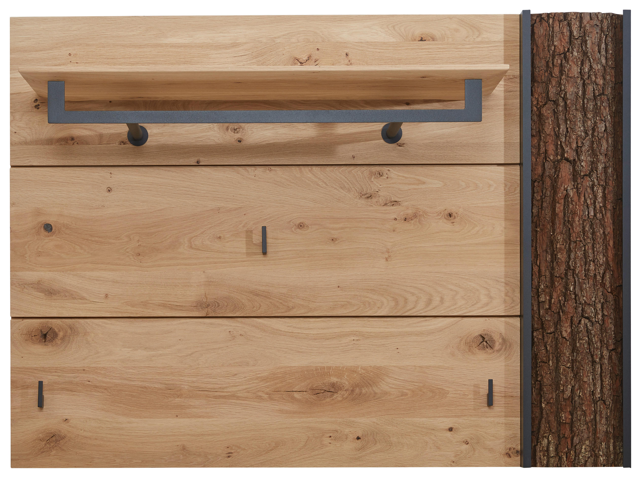 GARDEROBENPANEEL Kerneiche vollmassiv Anthrazit, Eichefarben - Eichefarben/Anthrazit, Design, Holz/Metall (117,5/86,5/35cm) - Valnatura