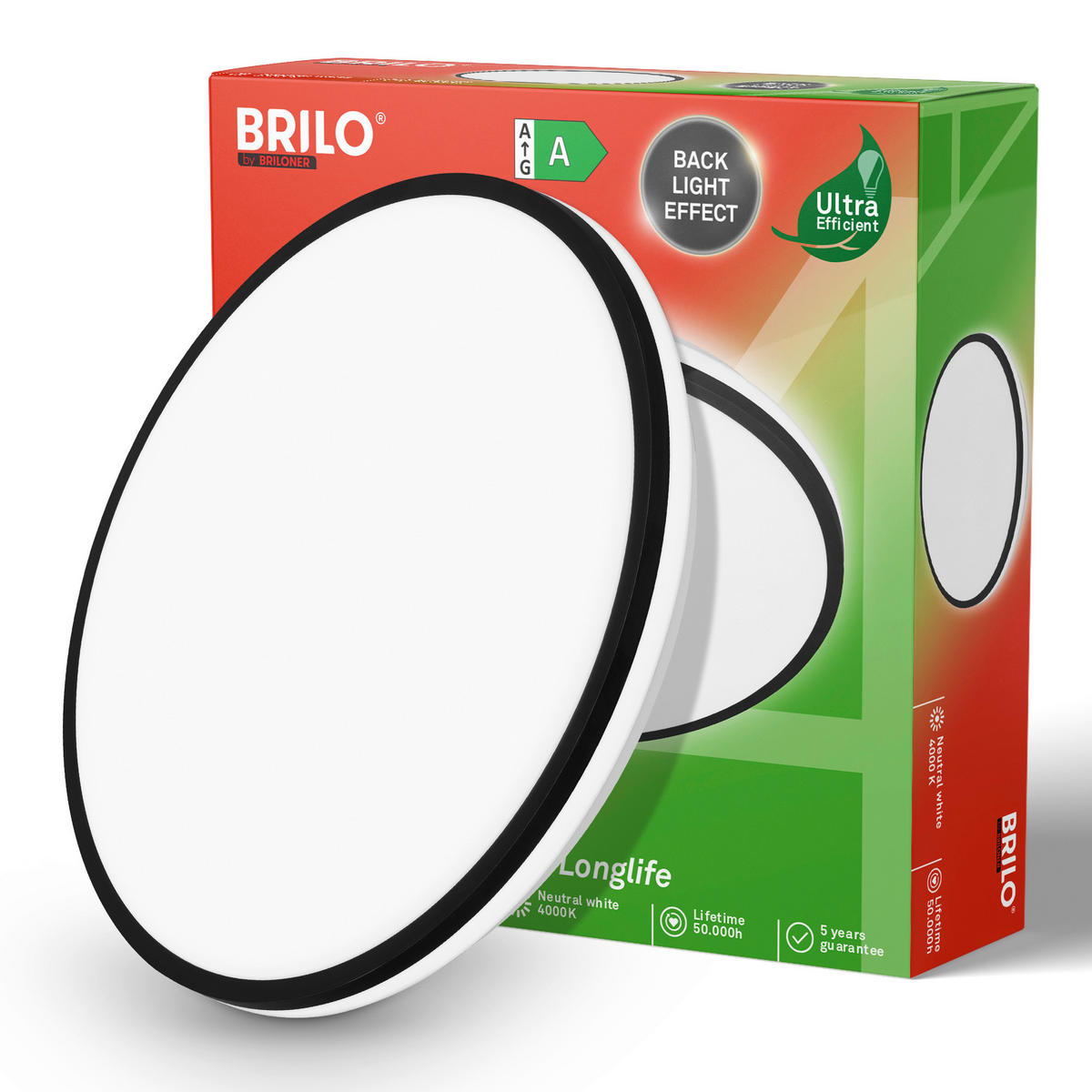STROPNA LED-SVETILKA  Pulap A //4000 K// - črna, Basics, umetna masa (33/6cm)