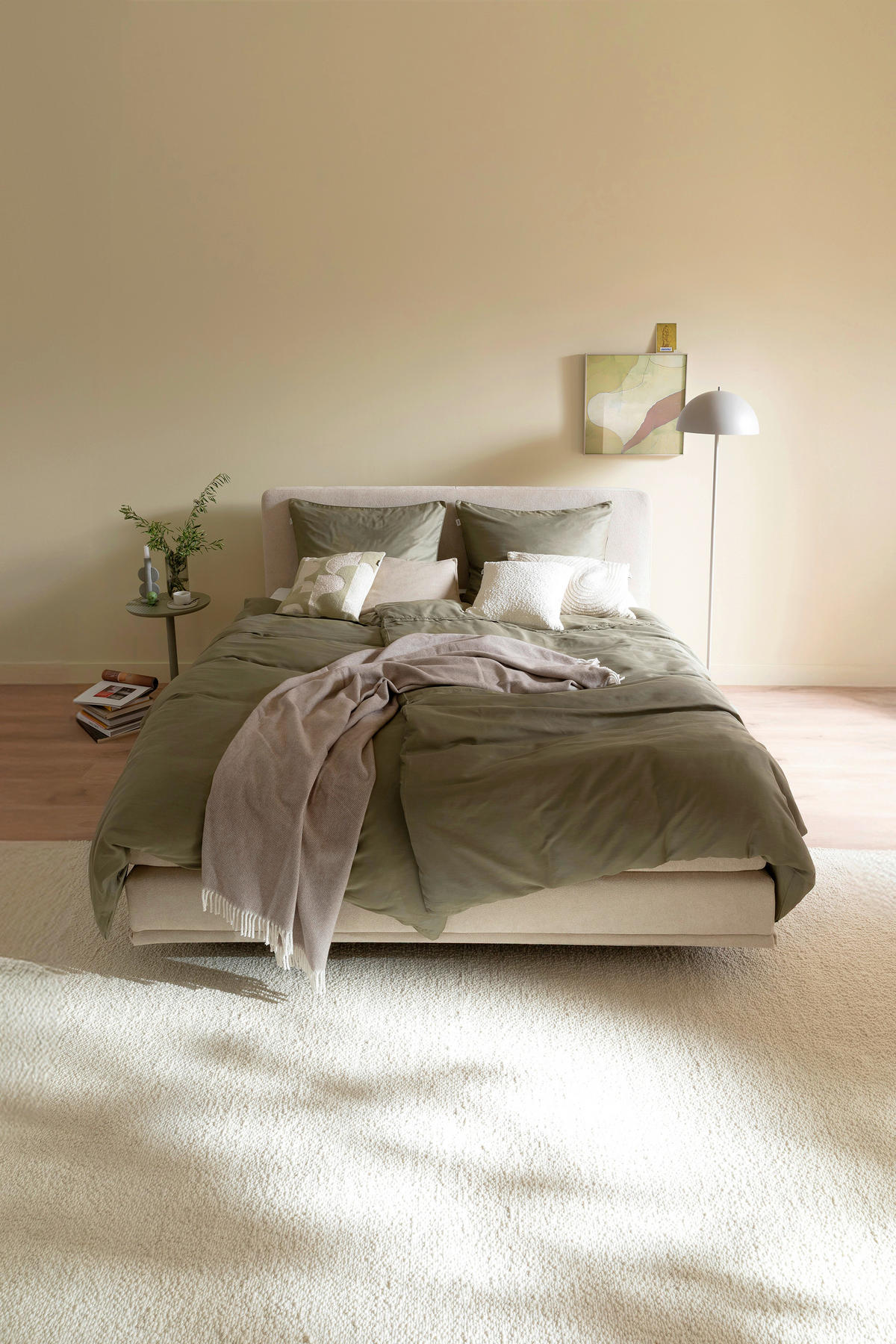 BETTWÄSCHE Schöner Wohnen - Pure oliv Satin 135/200 cm  - Creme/Mintgrün, Basics, Textil (135/200cm) - Schöner Wohnen