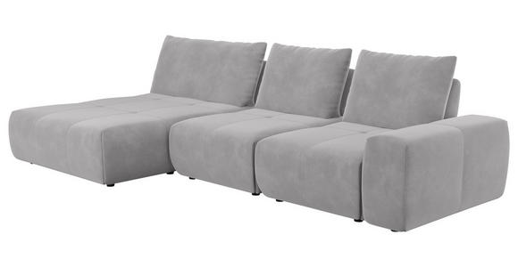 ECKSOFA in Velours Silberfarben  - Silberfarben/Schwarz, Design, Kunststoff/Textil (174/342cm) - Xora