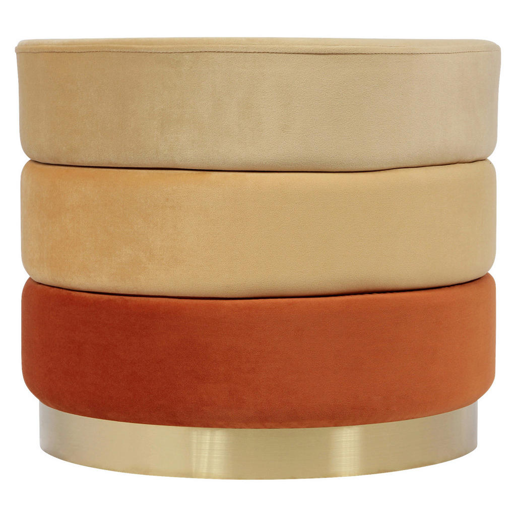 Thumbnail - Kayoom Hocker, Orange, Gold, Textil, rund, 42 cm, Wohnzimmer, Hocker, Sitzhocker