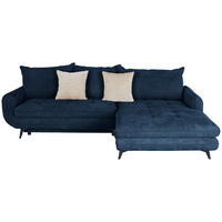 ECKSOFA WAVE Dunkelblau Struktur  - Beige/Schwarz, MODERN, Textil/Metall (266/189cm) - MID.YOU