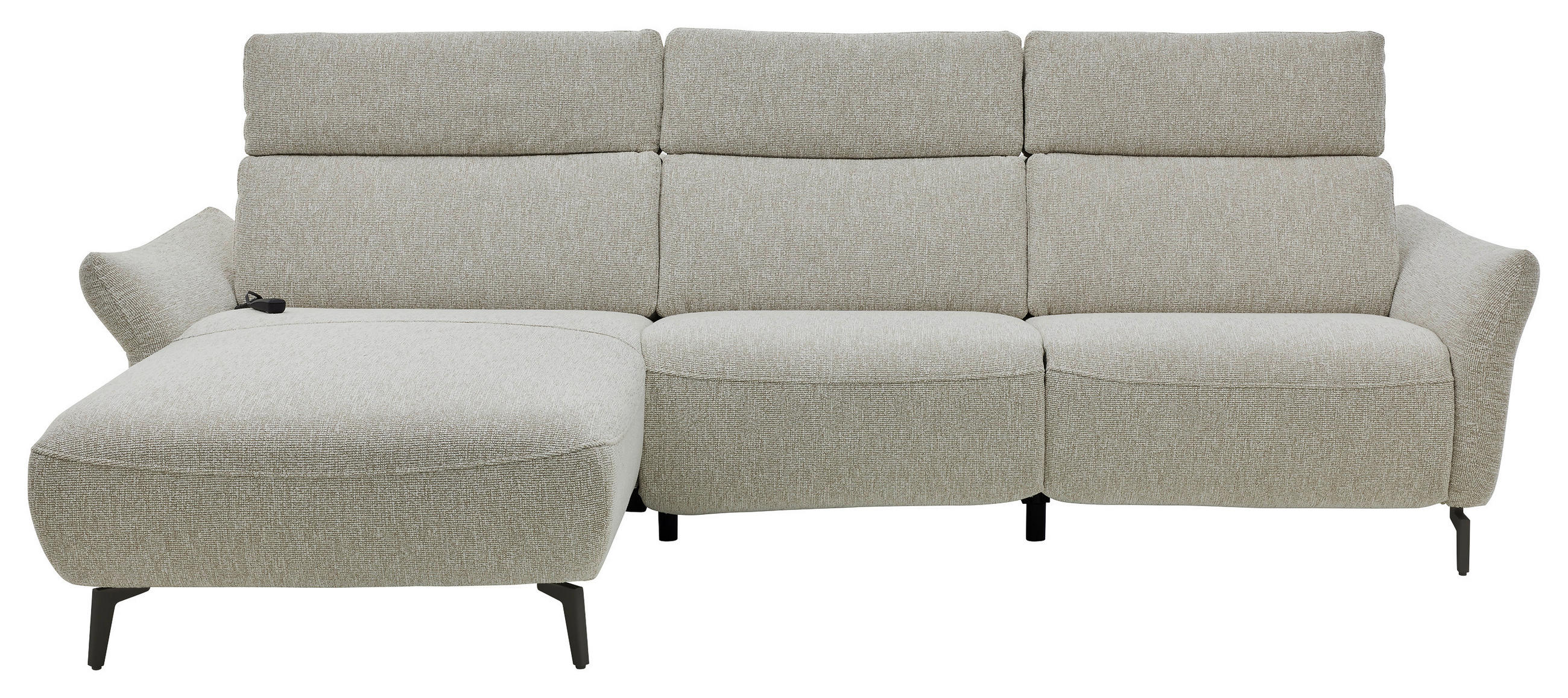 ECKSOFA Musterring Naturfarben Webstoff Kopfteilverstellung  - Schwarz/Naturfarben, Design, Textil/Metall (177/275cm) - Musterring