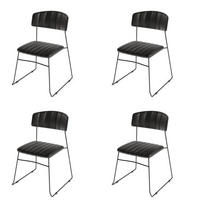 STUHL-SET 4 Stück  in Stahl  - Schwarz, MODERN, Leder/Metall (48/78/57cm) - MID.YOU